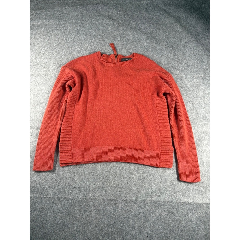 Tahari Women‎ Orange Crew Neck Long Sleeve Knit Sweater Top Size M
